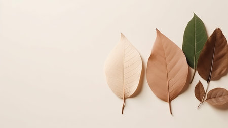 Autumn leaves on white background. Flat lay, top view.の写真素材