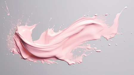 Pink paint splash isolated on gray background. 3d rendering.の写真素材