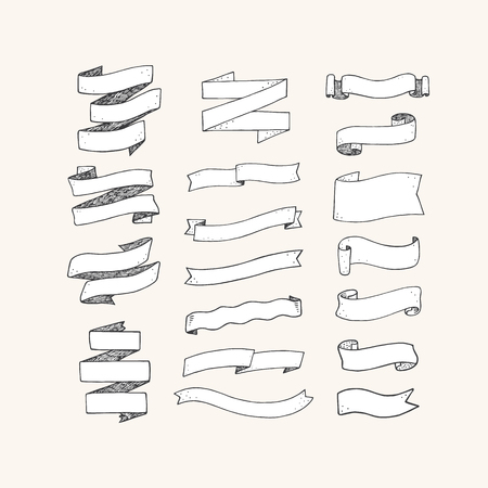 Hand drawn vector illustration of ribbon set.のイラスト素材