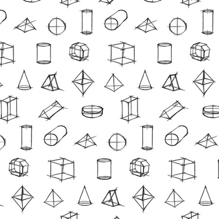 Vector pattern of Geometric Shape Hand Drawn Sketch on white background.のイラスト素材