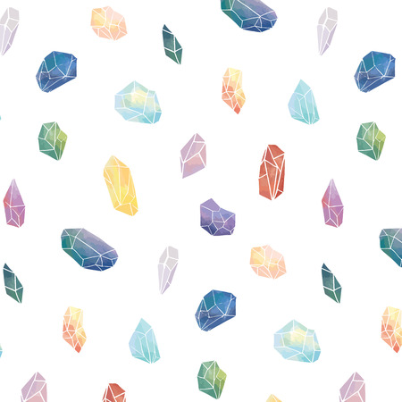 Vector illustration of watercolor crystal pattern on white background.のイラスト素材