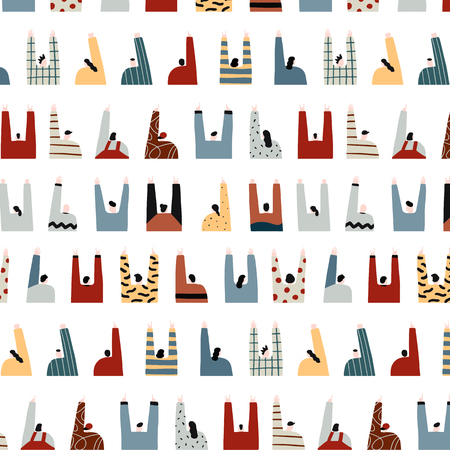 Hand drawn vector illustration of back view of people portrait pattern.のイラスト素材