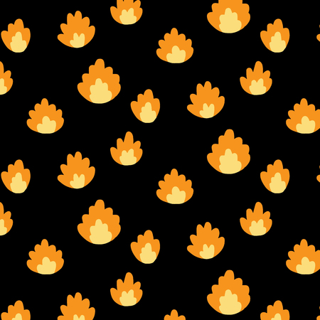 Fire pattern on black background vector illustration, abstract doodle wallpaper.のイラスト素材
