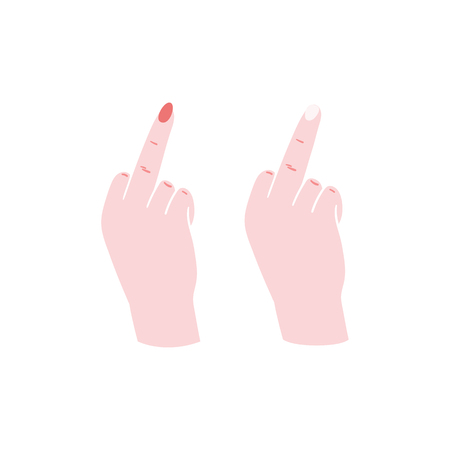 Hand drawn vector illustration of hand showing middle finger up.のイラスト素材