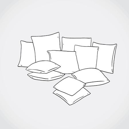 Hand drawn vector illustration of square pillow.のイラスト素材