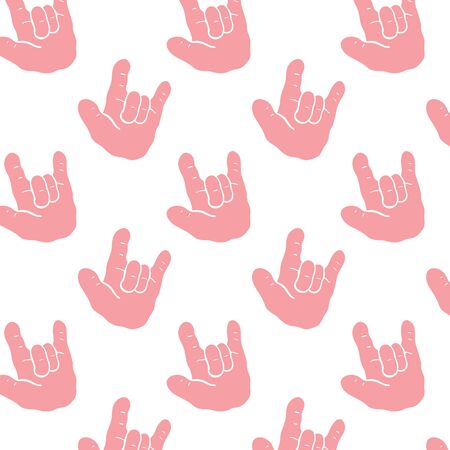 Vector illustration of hand love sign pattern in cartoon style.のイラスト素材