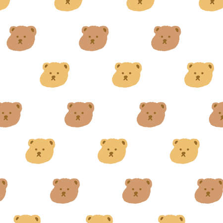 Hand drawn vector illustration of bear pattern in cartoon style. Pattern for textile, fabric, wrapping paper.のイラスト素材