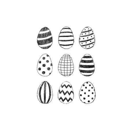 Hand drawn vector illustration of Easter egg set on white background.のイラスト素材