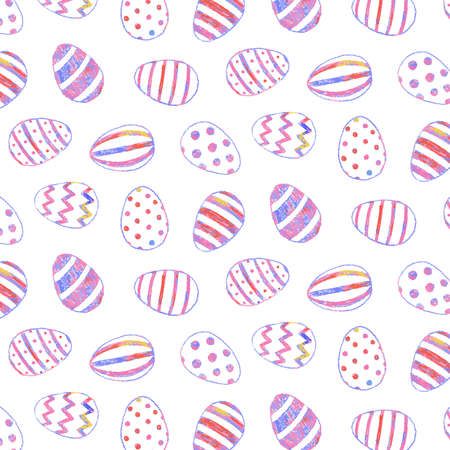 Hand drawn vector illustration of colorful Easter egg pattern. Colourful background for holiday.Happy easterのイラスト素材