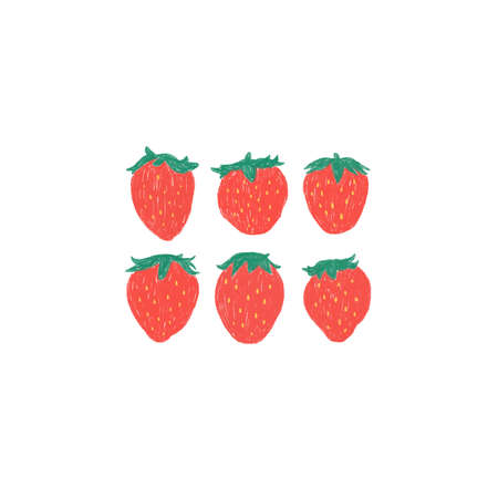 Hand drawn vector illustration of strawberry set. Isolated on white.のイラスト素材