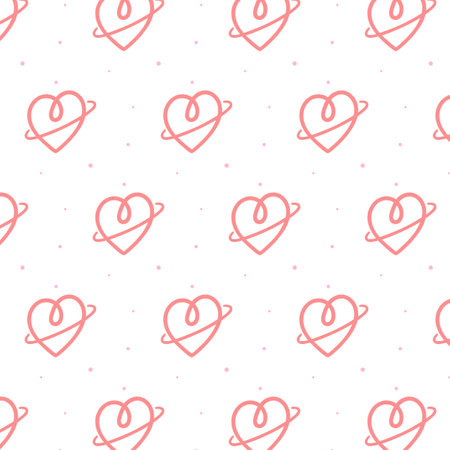 Vector illustration of heart with a ring pattern on white background. Pattern for textile, fabric,wrapping paper.のイラスト素材