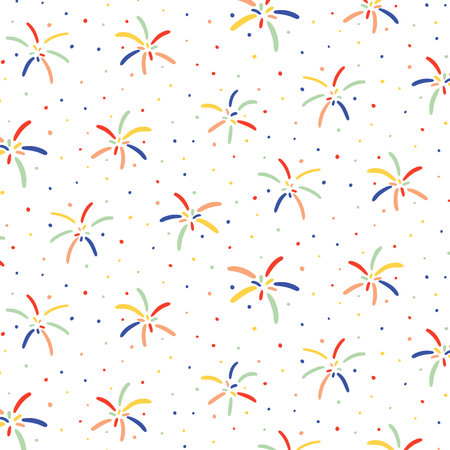 Vector illustration of hand drawn colorful fireworks pattern.のイラスト素材