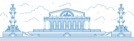 Saint-Petersburg. The Spit of Vasilievsky Island line art illustrationのイラスト素材