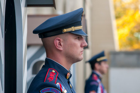 Military guard in the palace of the President in Pragueのeditorial素材