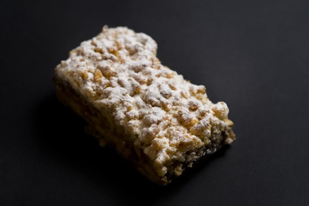 homemade apple dessert in black backgroundの写真素材