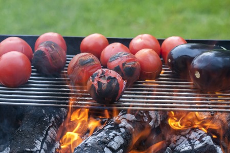 barbecue in the fresh air of delicious vegetablesの写真素材