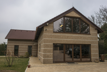 The front view of a private houseの写真素材