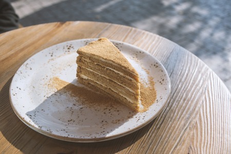 Delicious dessert in a plate on the table