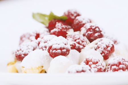 Belgian waffles in white backgroundの写真素材