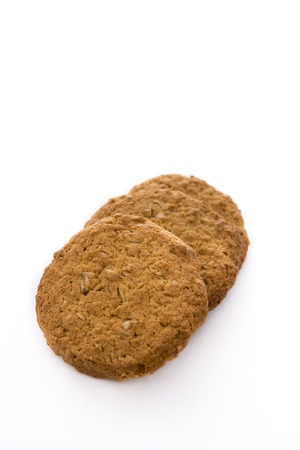 oat cookies isolated on white background . place for textの写真素材
