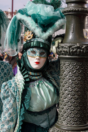 Colorful carnival masks at a traditional festival in Venice, Italyのeditorial素材