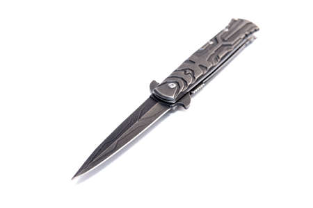 folding pocket knife on white background