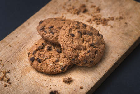 Traditional double chocolate chip cookieの写真素材