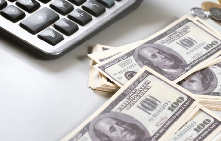 Man counting money, economy concept, allocation of money,Crisis after the covid-19 epidemic .Dollar...