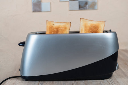 bread in the toaster. kitchenware