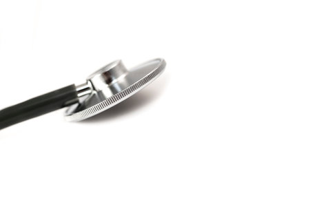 Stethoscope for checking pulse on white backgroundの写真素材
