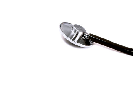Stethoscope for checking pulse on white backgroundの写真素材