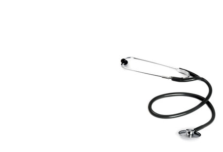 Stethoscope for checking pulse on white backgroundの写真素材