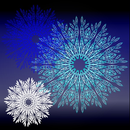 colored snowflakes on a blue background