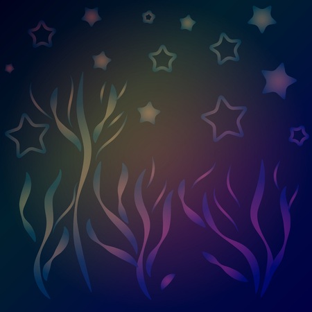 abstract background with stars and plantsのイラスト素材