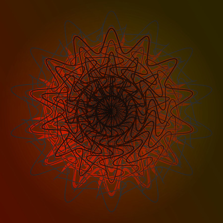 mandala orange on green backgroundのイラスト素材