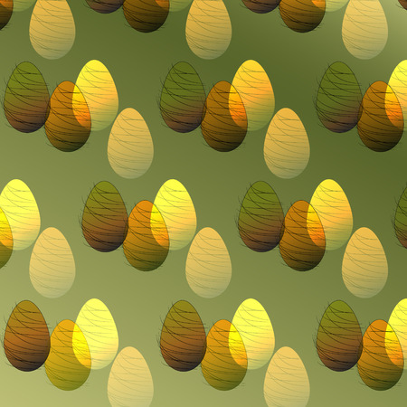 background of colored Easter eggs on a green backgroundのイラスト素材