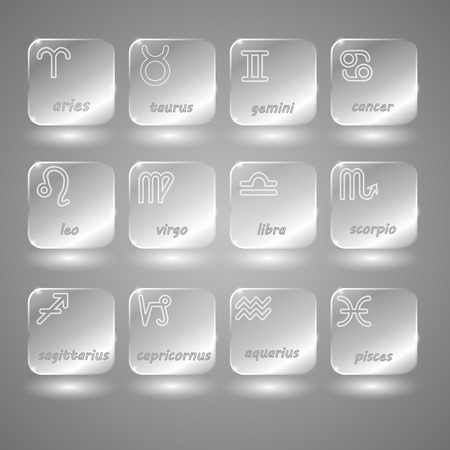 glass buttons zodiac on a gray and white backgroundのイラスト素材