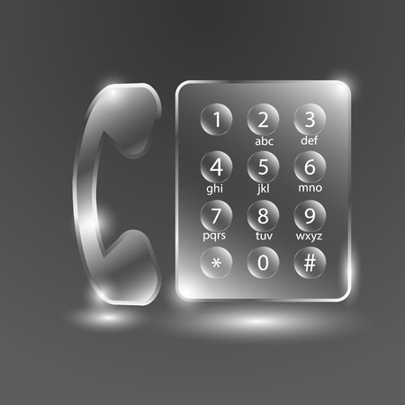 glass phone buttons on a gray backgroundのイラスト素材