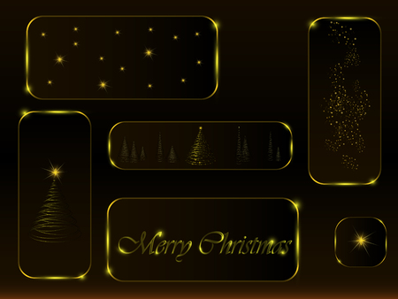 button decorative golden tree on a brown backgroundのイラスト素材