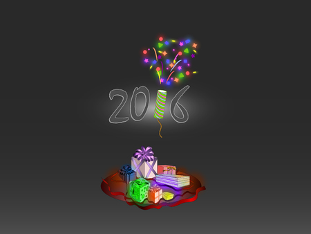 Christmas gift congratulations on a gray background
