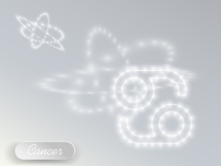 Glowing zodiac sign on a gray backgroundのイラスト素材