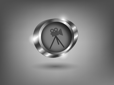3d silver button on gray backgroundのイラスト素材