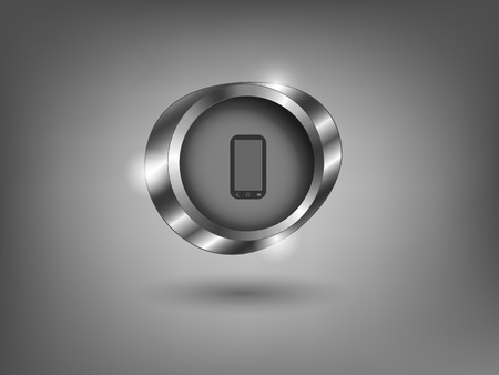 3d silver button on gray backgroundのイラスト素材