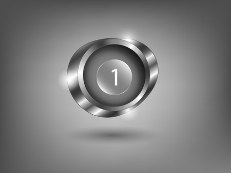 3d silver button on gray backgroundのイラスト素材