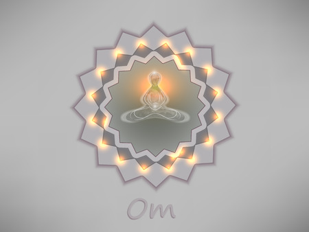 Buddha in meditation on a background of the mandalaのイラスト素材
