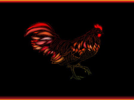 rooster new year greeting card, 2017 new year symbol cock or roosterのイラスト素材