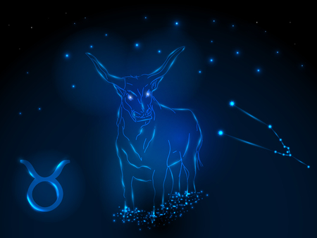 Zodiac sign on the starry sky. Astrological symbol. Zodiac circle on a blue background. Stars. Circle of Life.のイラスト素材