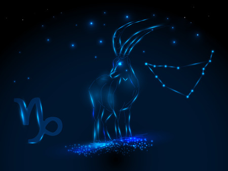 Zodiac sign on the starry sky. Astrological symbol. Zodiac circle on a blue background. Stars. Circle of Life.のイラスト素材