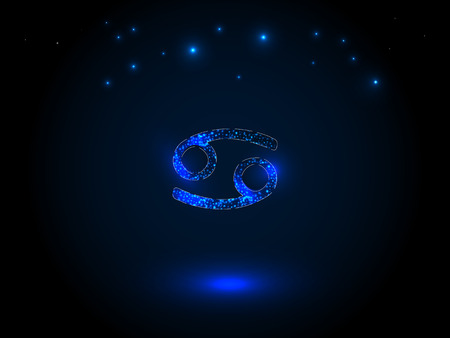Astrological symbol in blue on a starry sky background.のイラスト素材