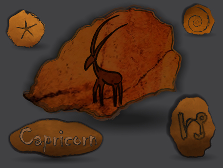 Zodiacal constellation in the form of cave painting, drawings on the rocks.のイラスト素材